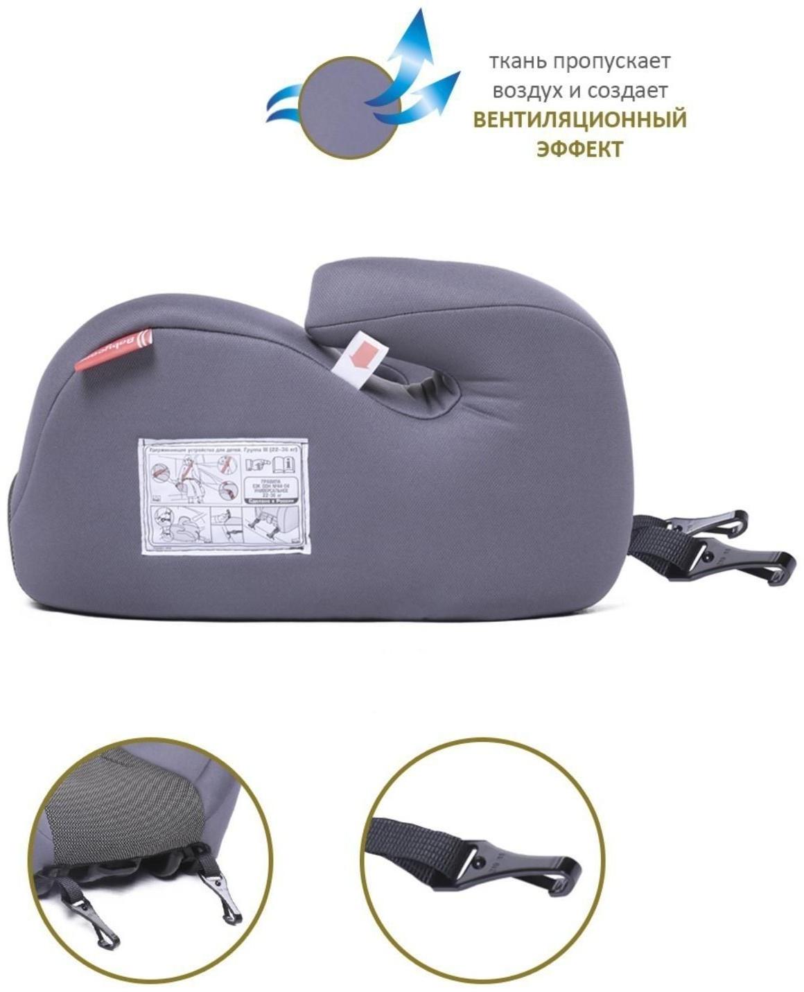 Автокресло детское бустер, гр. II/III, 15-36кг, (5-13 лет) (Серый Карбон)