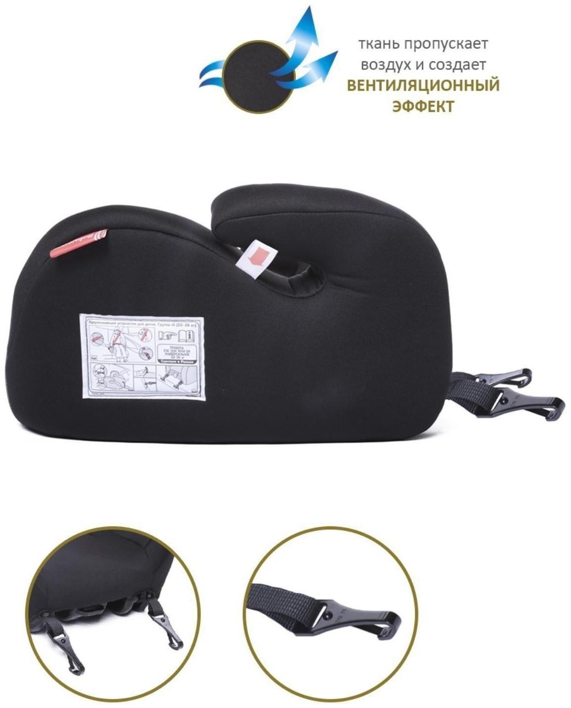 Автокресло детское бустер, гр. II/III, 15-36кг, (5-13 лет) 4 шт/уп (Черный)