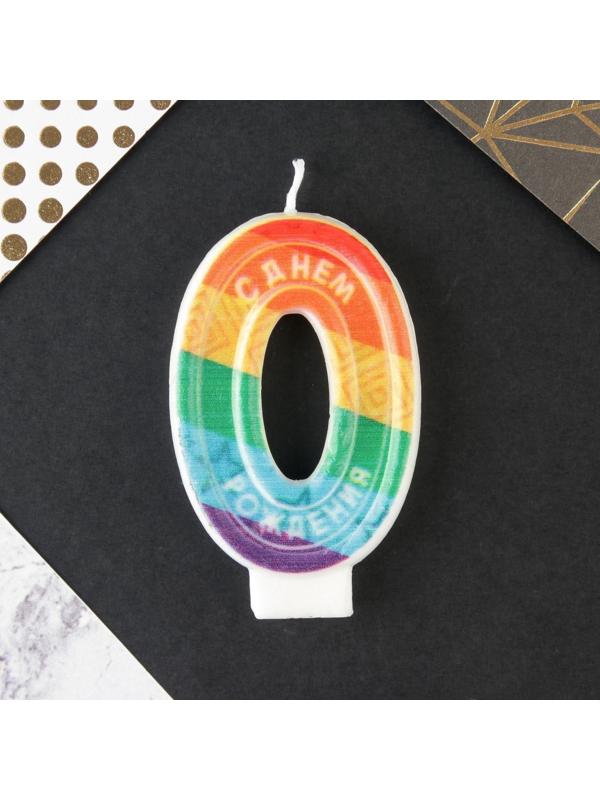 Свеча в торт цифра с цветным нанесением 0 