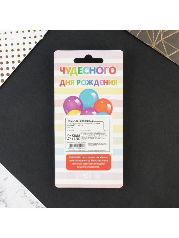 Свеча в торт цифра с цветным нанесением 1 