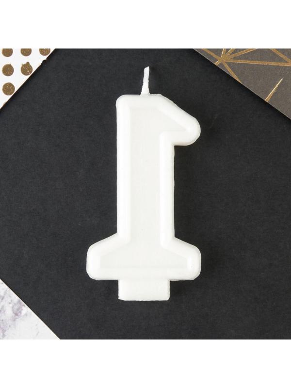 Свеча в торт цифра с цветным нанесением 1 