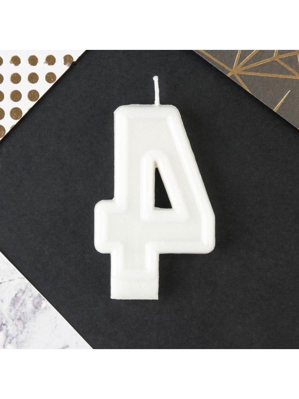 Свеча в торт цифра с цветным нанесением 4 