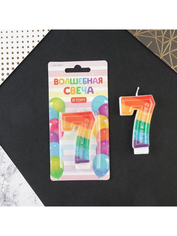 Свеча в торт цифра с цветным нанесением 7 