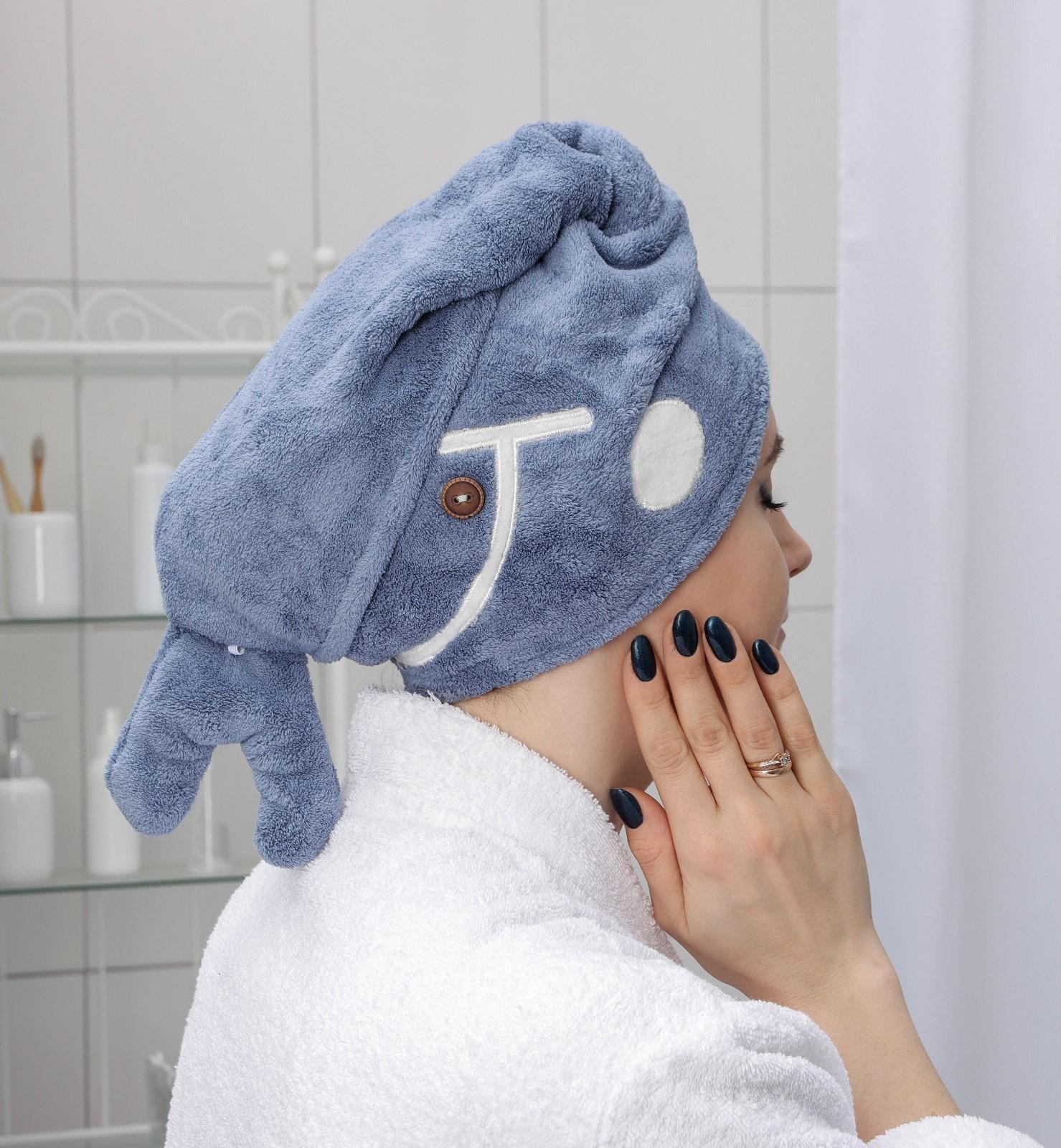 Чалма для сушки волос Доляна «Кит», микрофибра, цвет МИКС