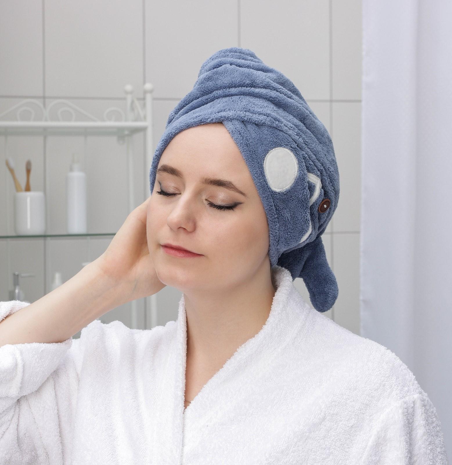 Чалма для сушки волос Доляна «Кит», микрофибра, цвет МИКС