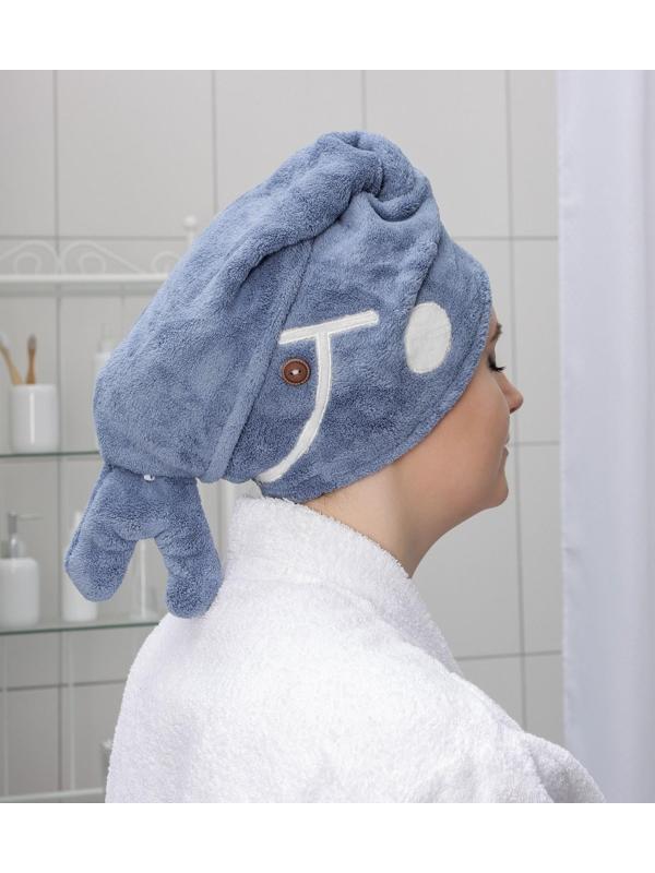 Чалма для сушки волос Доляна «Кит», микрофибра, цвет МИКС