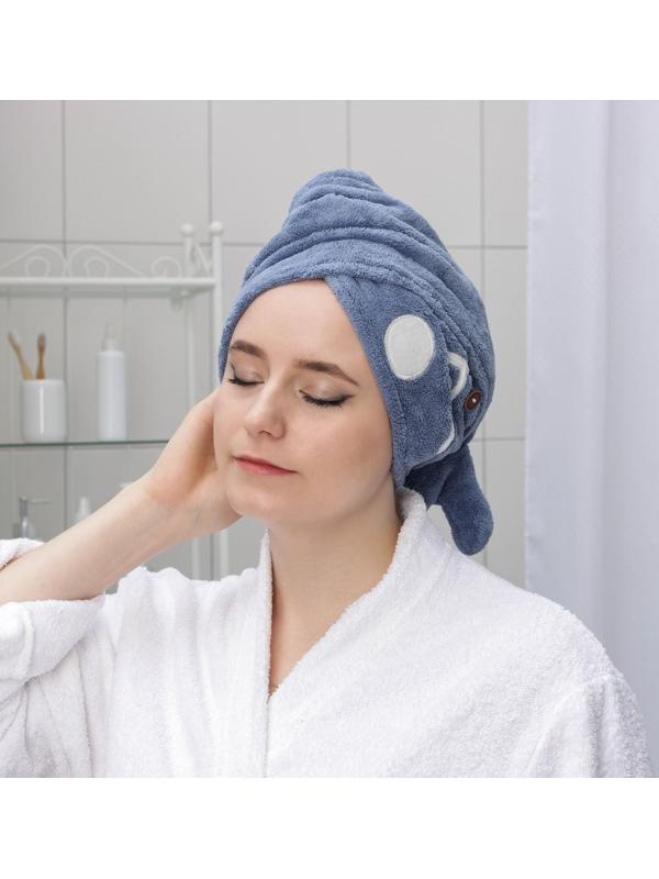 Чалма для сушки волос Доляна «Кит», микрофибра, цвет МИКС