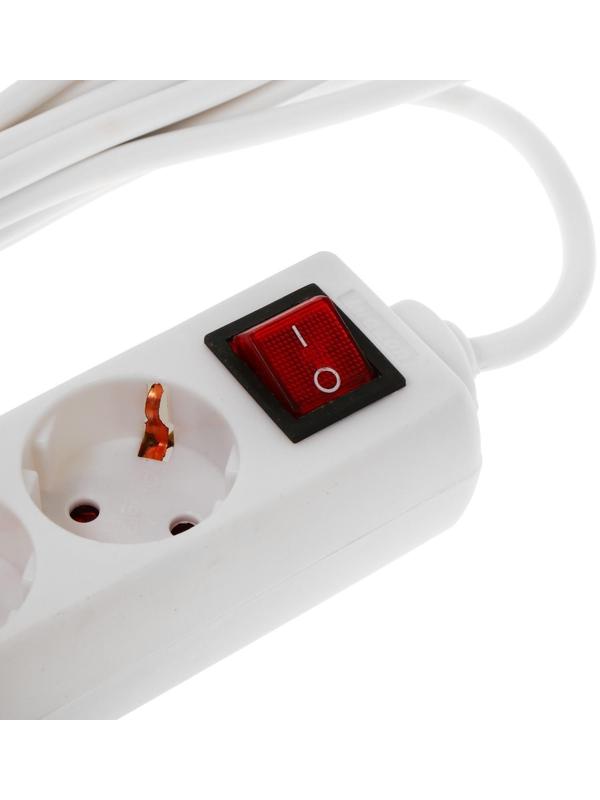 Удлинитель Luazon Lighting, 4 розетки, 7 м, 6 А, 1300 Вт, 3х0.75 мм2, с з/к, с выкл., Б