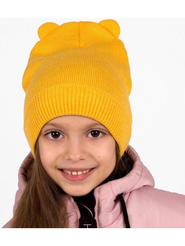 Шапка детская, цвет горчица, размер 46-50