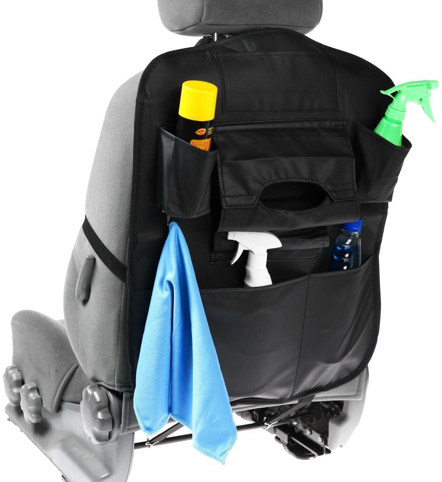 Органайзер на спинку сиденья 62×44 см, кож.зам, черный