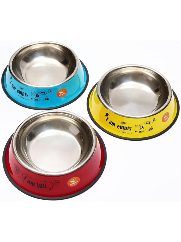 Миска железная с нескользящим основанием 26 х 6 см, 2,6 л, микс цветов