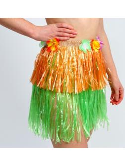 Гавайская юбка, 40 см, двухцветная оранжево-зелёная