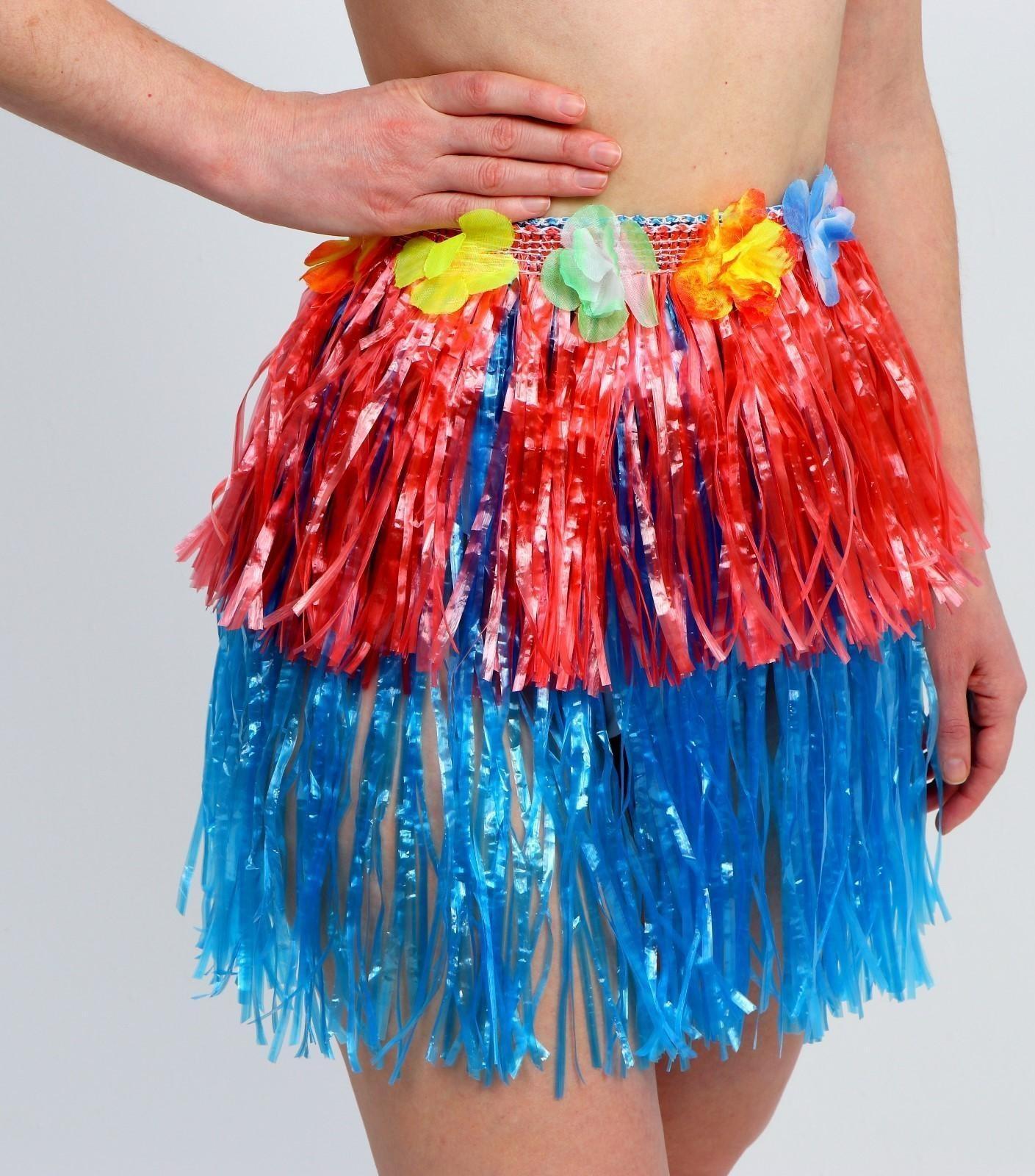 Гавайская юбка, 40 см, двухцветная красно-синяя