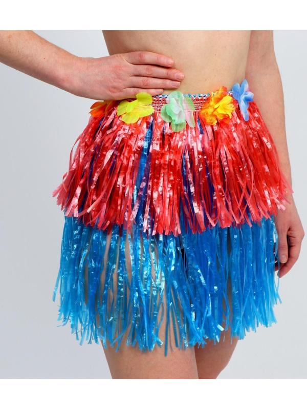 Гавайская юбка, 40 см, двухцветная красно-синяя