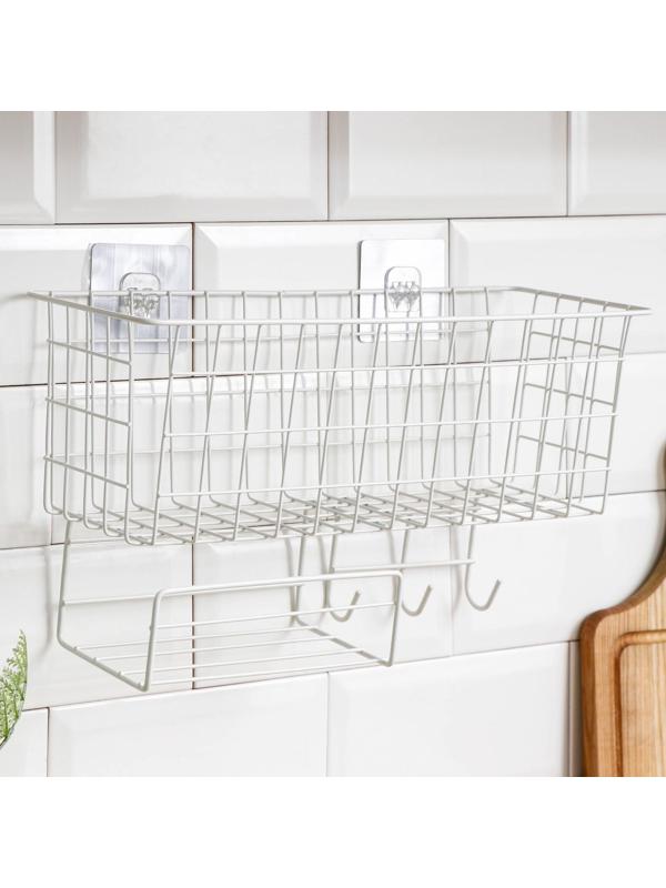 Корзина на липучках Доляна, 37,5×15×22 см, цвет белый