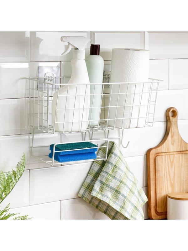 Корзина на липучках Доляна, 37,5×15×22 см, цвет белый