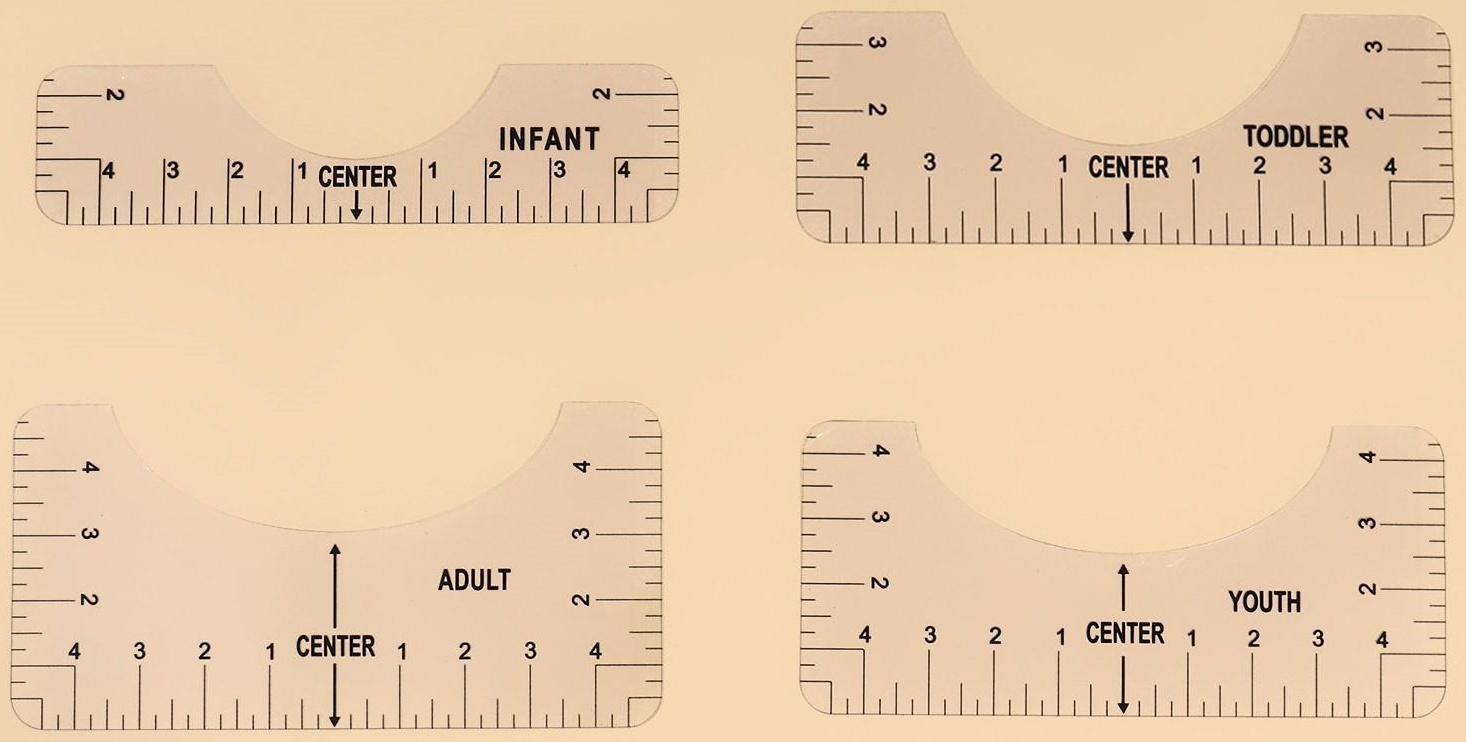 Набор линеек для раскроя горловины, 4 шт, 25,4 × 6,35/8,9/11,5/12,7 см, цвет прозрачный