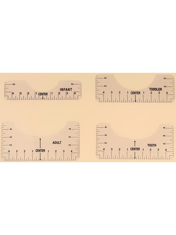 Набор линеек для раскроя горловины, 4 шт, 25,4 × 6,35/8,9/11,5/12,7 см, цвет прозрачный