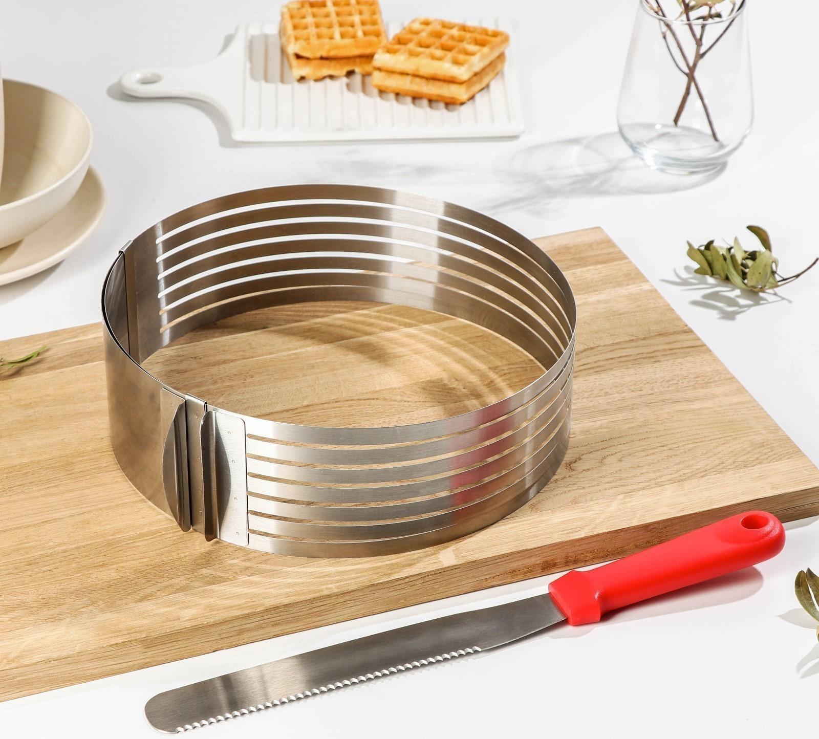 Набор кондитерский Доляна, 2 предмета: форма для выпечки с прорезями 25-30×8 см, кондитерская лопатка