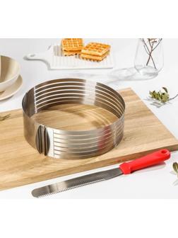 Набор кондитерский Доляна, 2 предмета: форма для выпечки с прорезями 25-30×8 см, кондитерская лопатка