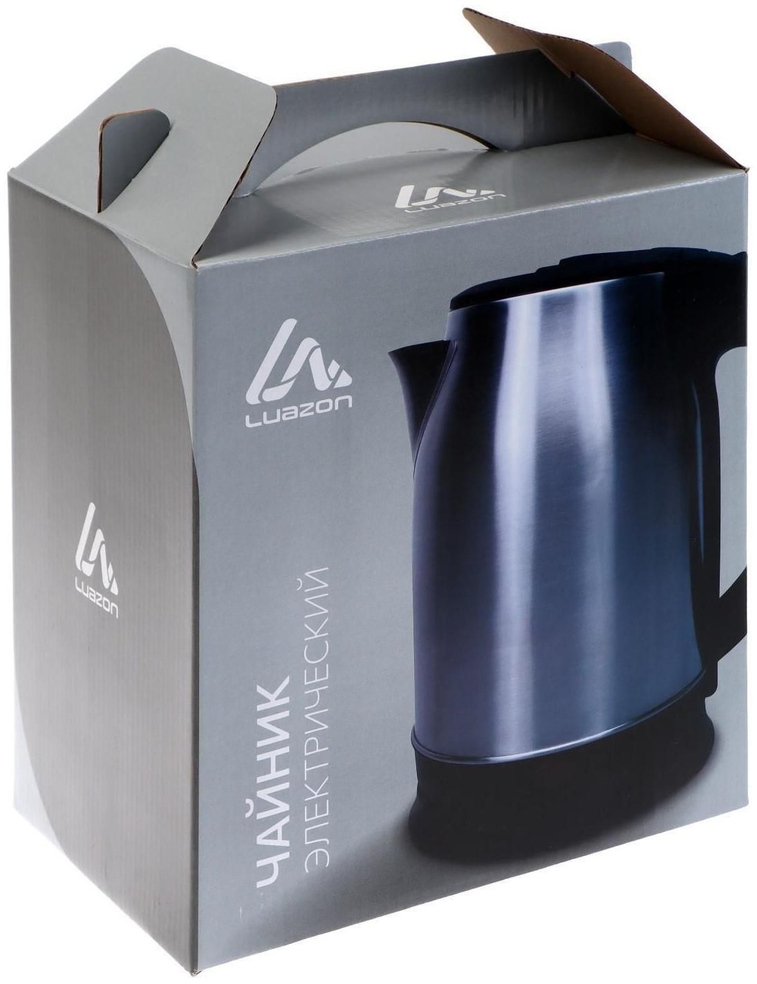 Чайник электрический Luazon LSK-1803, металл, 1.8 л, 1800 Вт, серебристо-чёрный