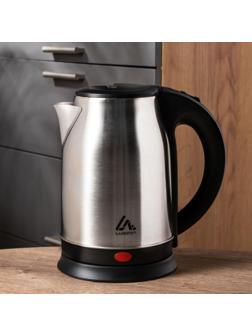Чайник электрический Luazon LSK-1803, металл, 1.8 л, 1800 Вт, серебристо-чёрный