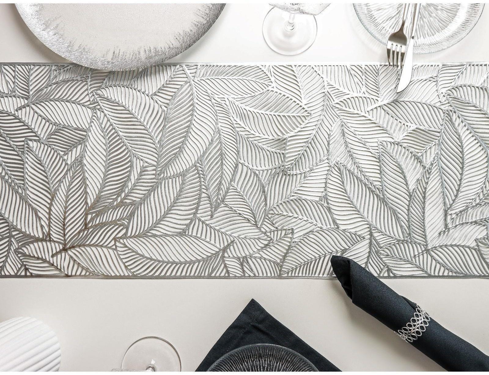 Дорожка на стол Доляна «Листопад», 30×150 см, цвет серебряный