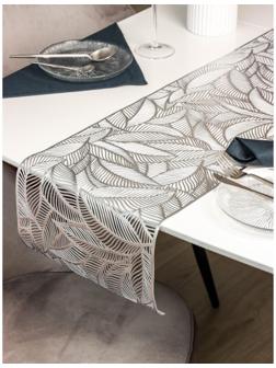 Дорожка на стол Доляна «Листопад», 30×150 см, цвет серебряный