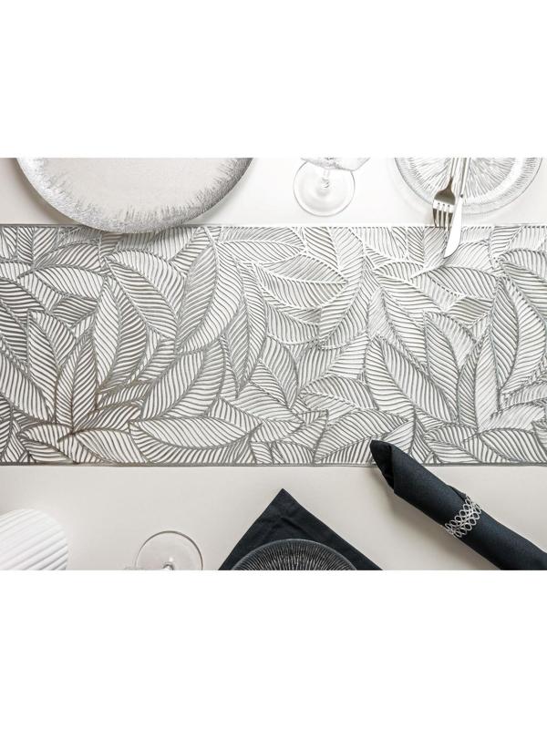 Дорожка на стол Доляна «Листопад», 30×150 см, цвет серебряный