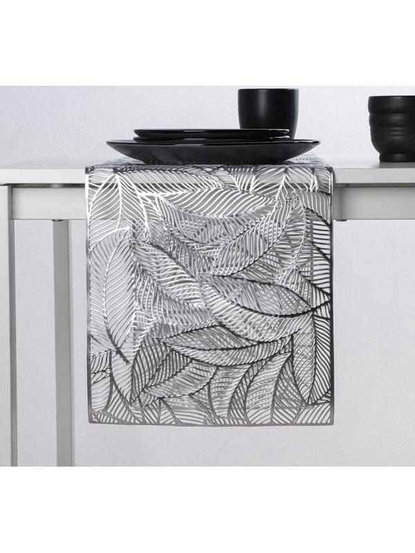 Дорожка на стол Доляна «Листопад», 30×150 см, цвет серебряный