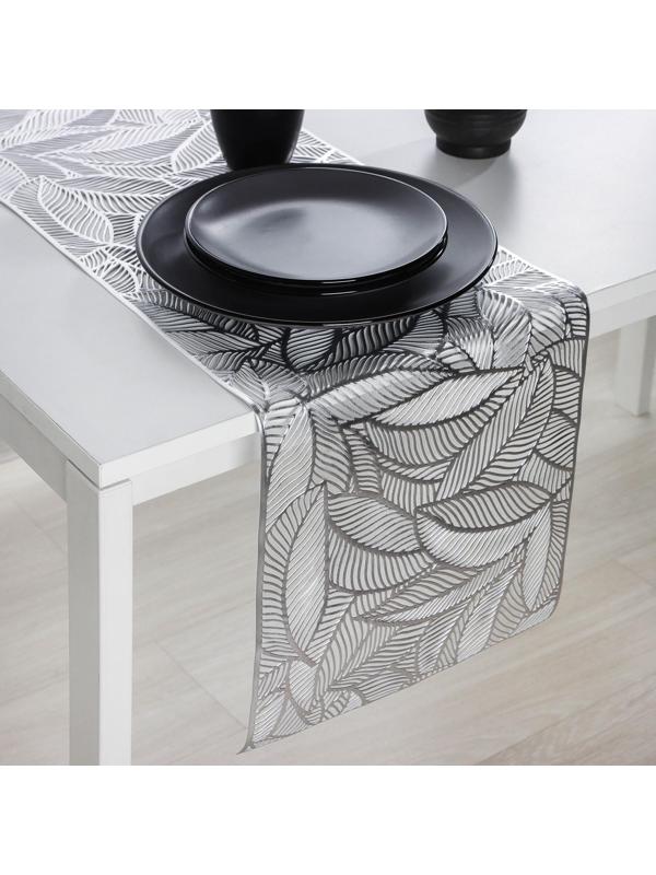 Дорожка на стол Доляна «Листопад», 30×150 см, цвет серебряный