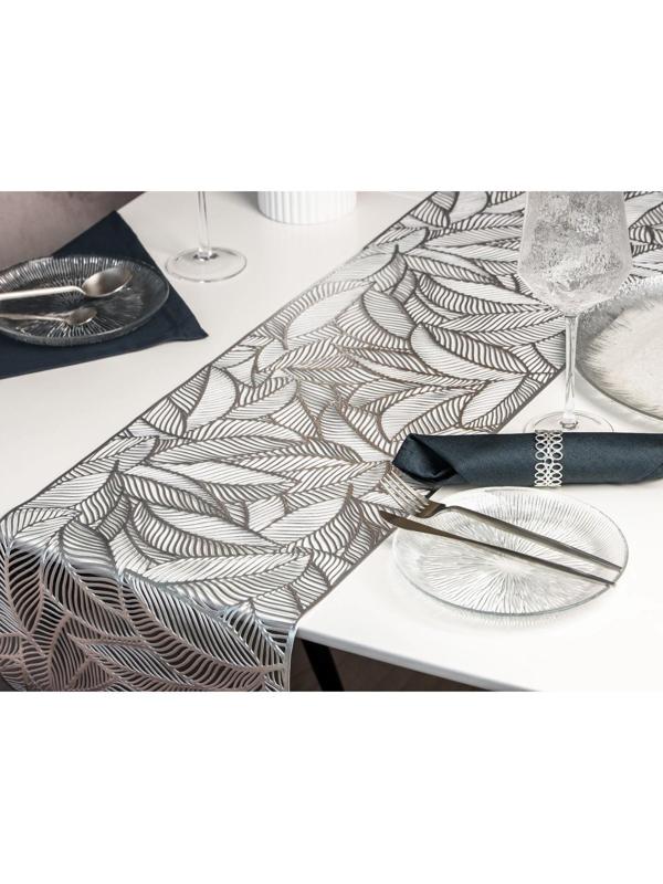 Дорожка на стол Доляна «Листопад», 30×150 см, цвет серебряный