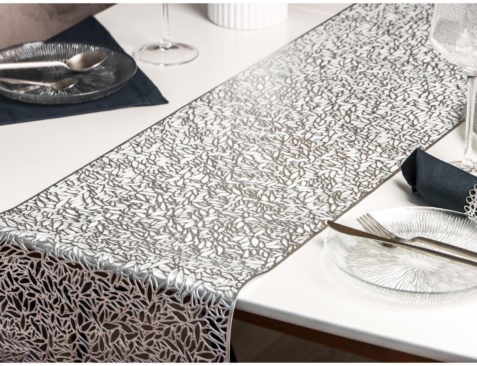 Дорожка на стол Доляна «Манифик», 30×150 см, цвет серебряный