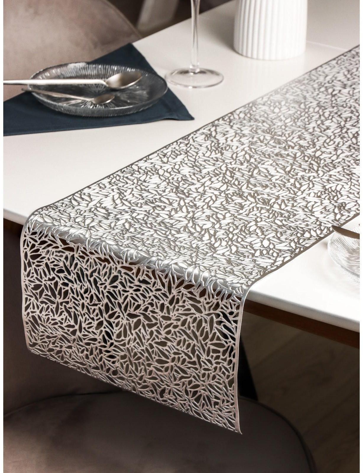 Дорожка на стол Доляна «Манифик», 30×150 см, цвет серебряный