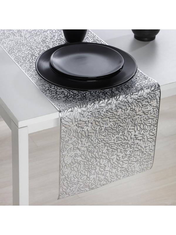 Дорожка на стол Доляна «Манифик», 30×150 см, цвет серебряный