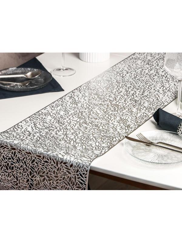 Дорожка на стол Доляна «Манифик», 30×150 см, цвет серебряный