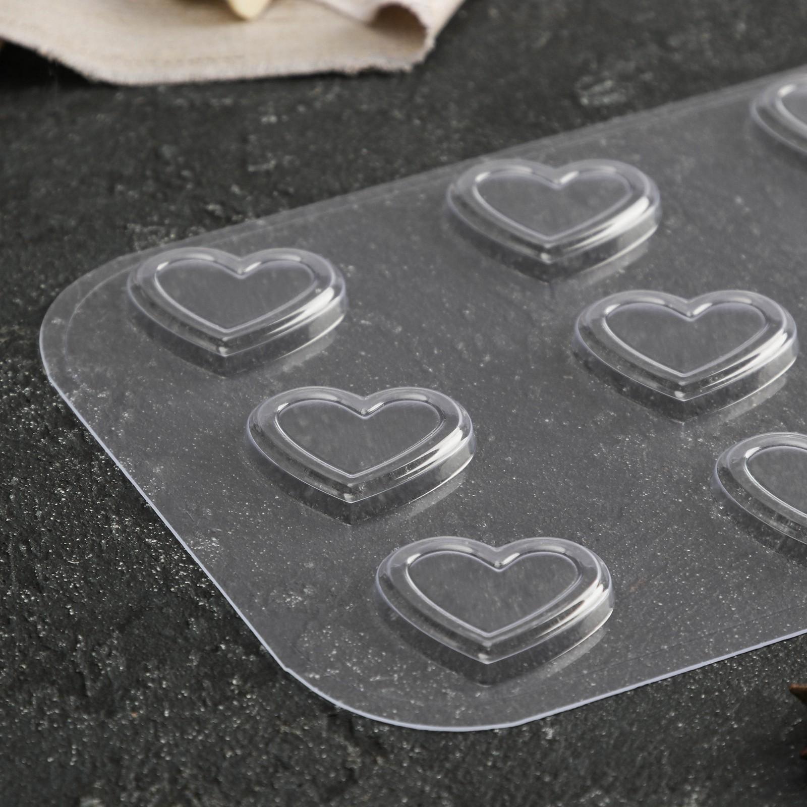 Форма для шоколада и конфет «9 сердечек», 3,6×3,3×0,6 см, цвет прозрачный
