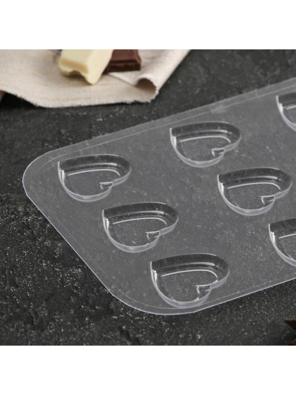 Форма для шоколада и конфет «9 сердечек», 3,6×3,3×0,6 см, цвет прозрачный