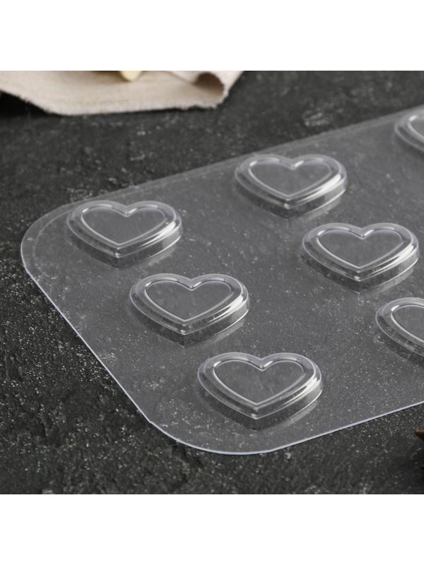 Форма для шоколада и конфет «9 сердечек», 3,6×3,3×0,6 см, цвет прозрачный