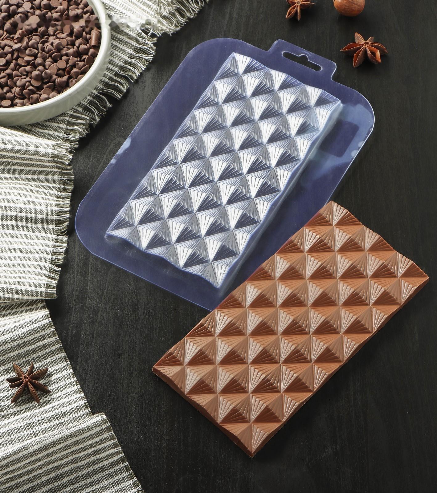 Форма для шоколада и конфет «Плитка Инфлексия», 17×8,5×1 см, цвет прозрачный