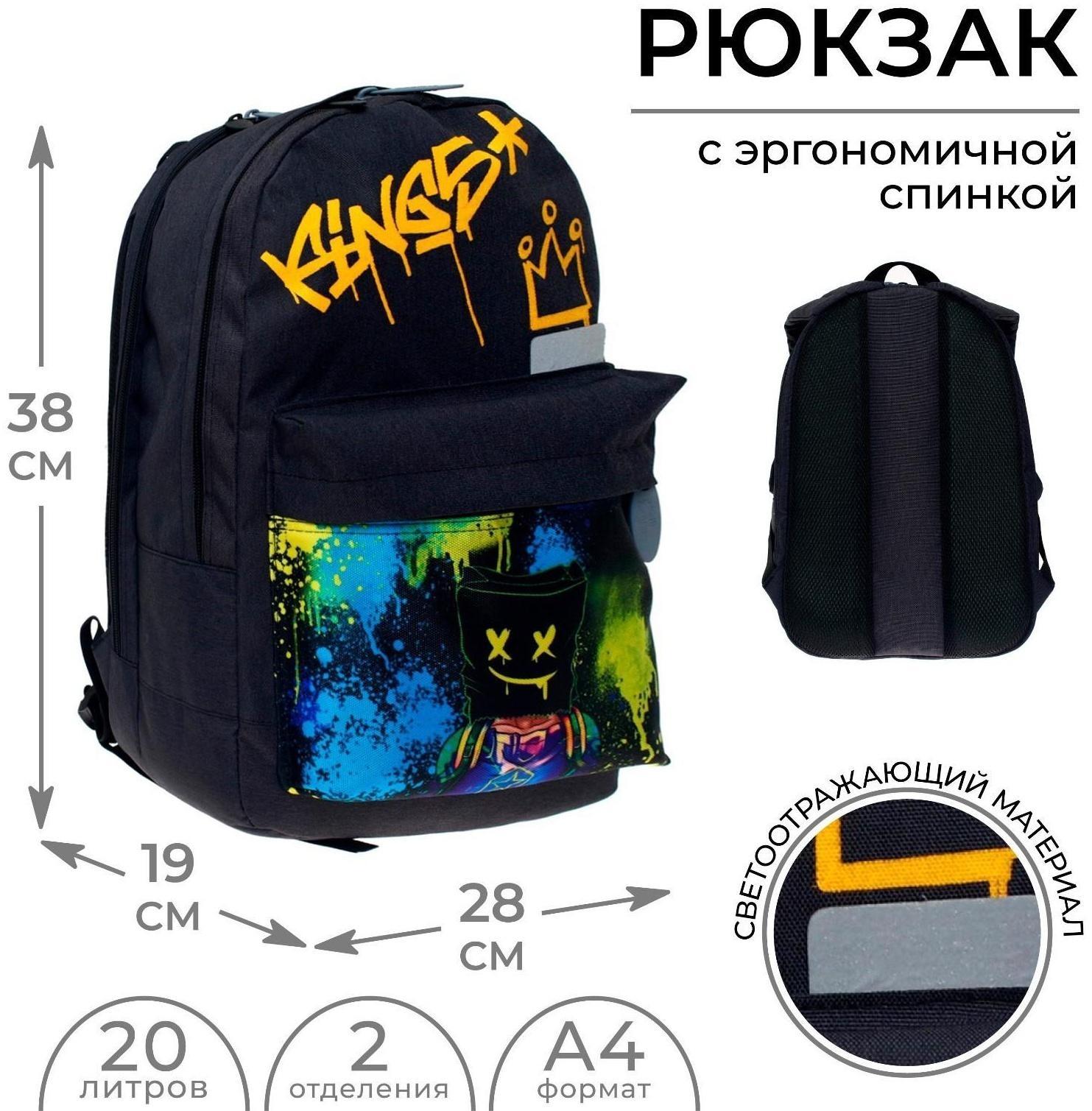 Рюкзак молодёжный, 38 х 28 х 19 см, эргономичная спинка, Calligrata Э 