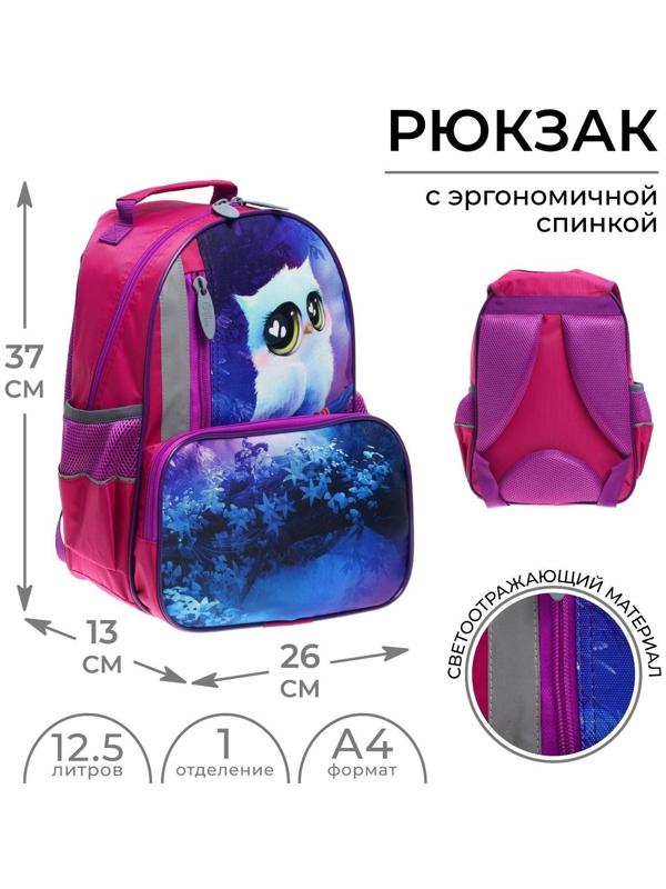 Рюкзак школьный, 37 х 26 х 13 см, эргономичная спинка, Calligrata ОРТ 