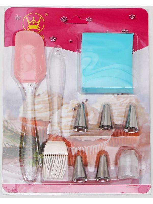 Набор кондитерсткий «Айс» 9 предметов: лопатка, кисть, мешок 30×15 см, насадки 5 шт, адаптер