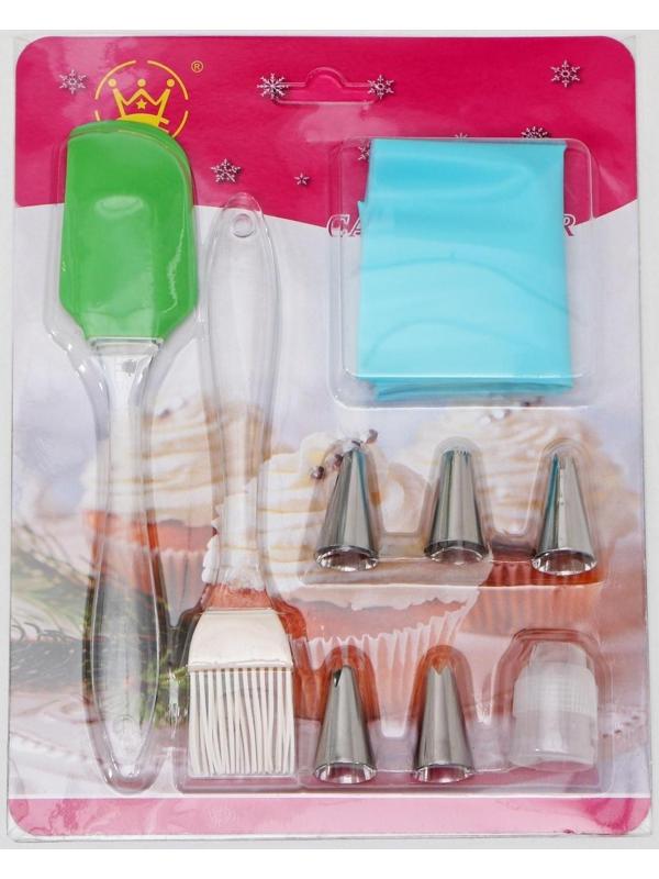 Набор кондитерсткий «Айс» 9 предметов: лопатка, кисть, мешок 30×15 см, насадки 5 шт, адаптер