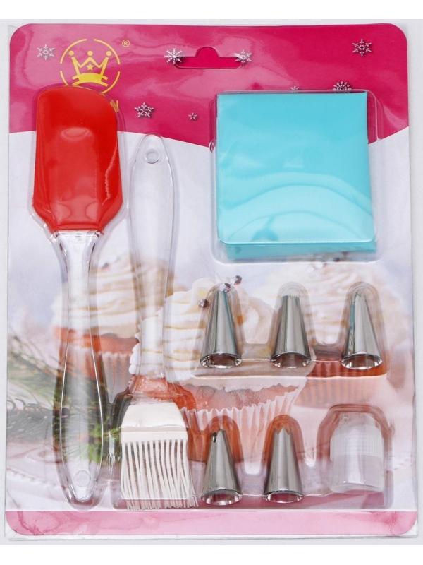 Набор кондитерсткий «Айс» 9 предметов: лопатка, кисть, мешок 30×15 см, насадки 5 шт, адаптер