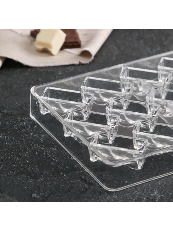 Форма для шоколада и конфет KONFINETTA «Батончик-конверт», 21 ячейка, 27,5x17,5x2,5 см, ячейка 3,7×1,5×1,5 см