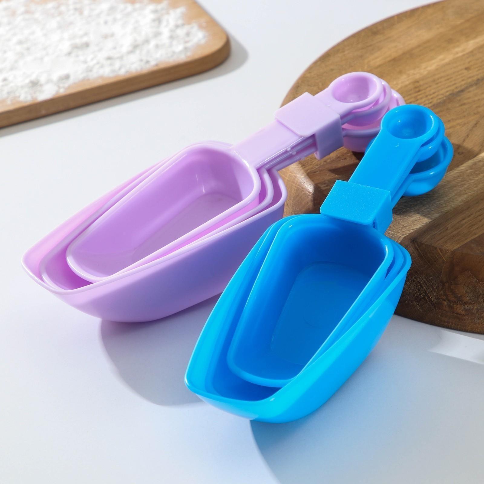 Набор мерных совков и ложек «Дабл», 80 мл, 120 мл, 250 мл, ложки 5 мл, 10 мл, 20 мл, пластик, цвет МИКС