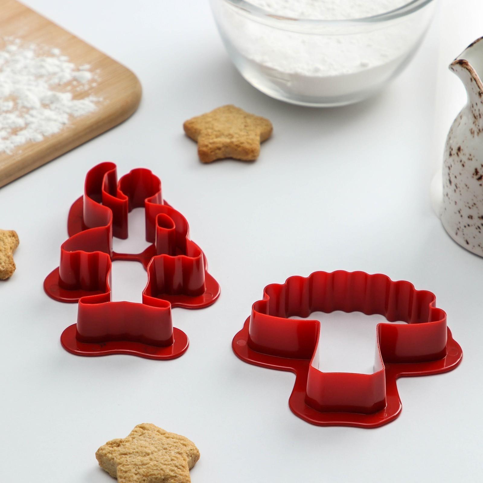 Набор форм для печенья Доляна «Балет», 2 шт, пачка 8×7×2, балерина 8×5,5×2 см, цвет красный