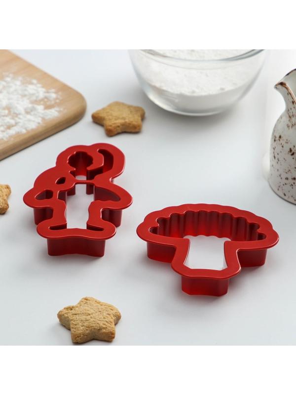 Набор форм для печенья Доляна «Балет», 2 шт, пачка 8×7×2, балерина 8×5,5×2 см, цвет красный