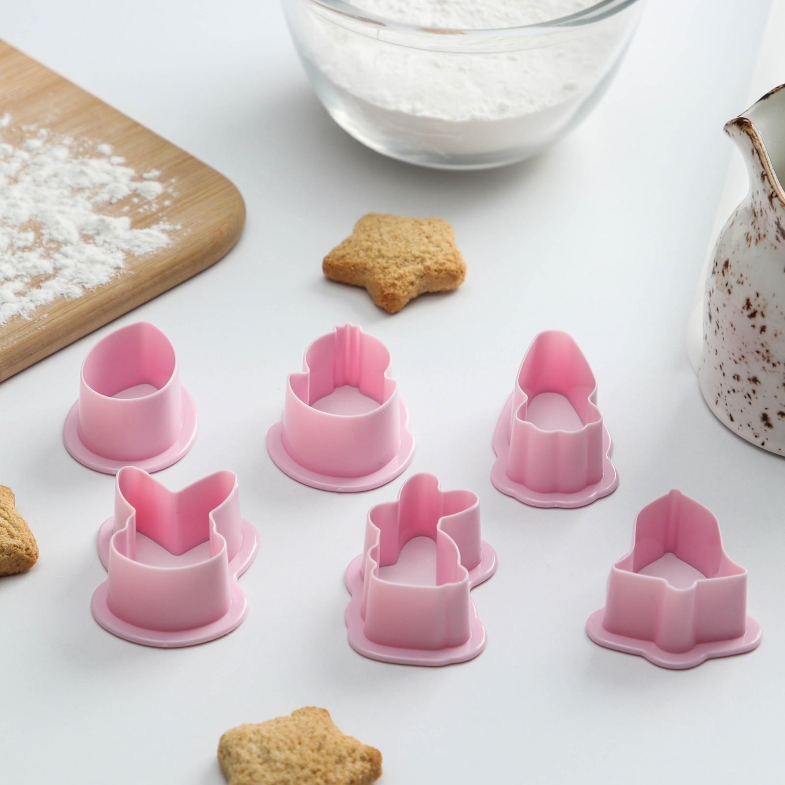 Набор форм для печенья Доляна «Пасхальный», 6 шт, 8×7×2 см, цвет розовый